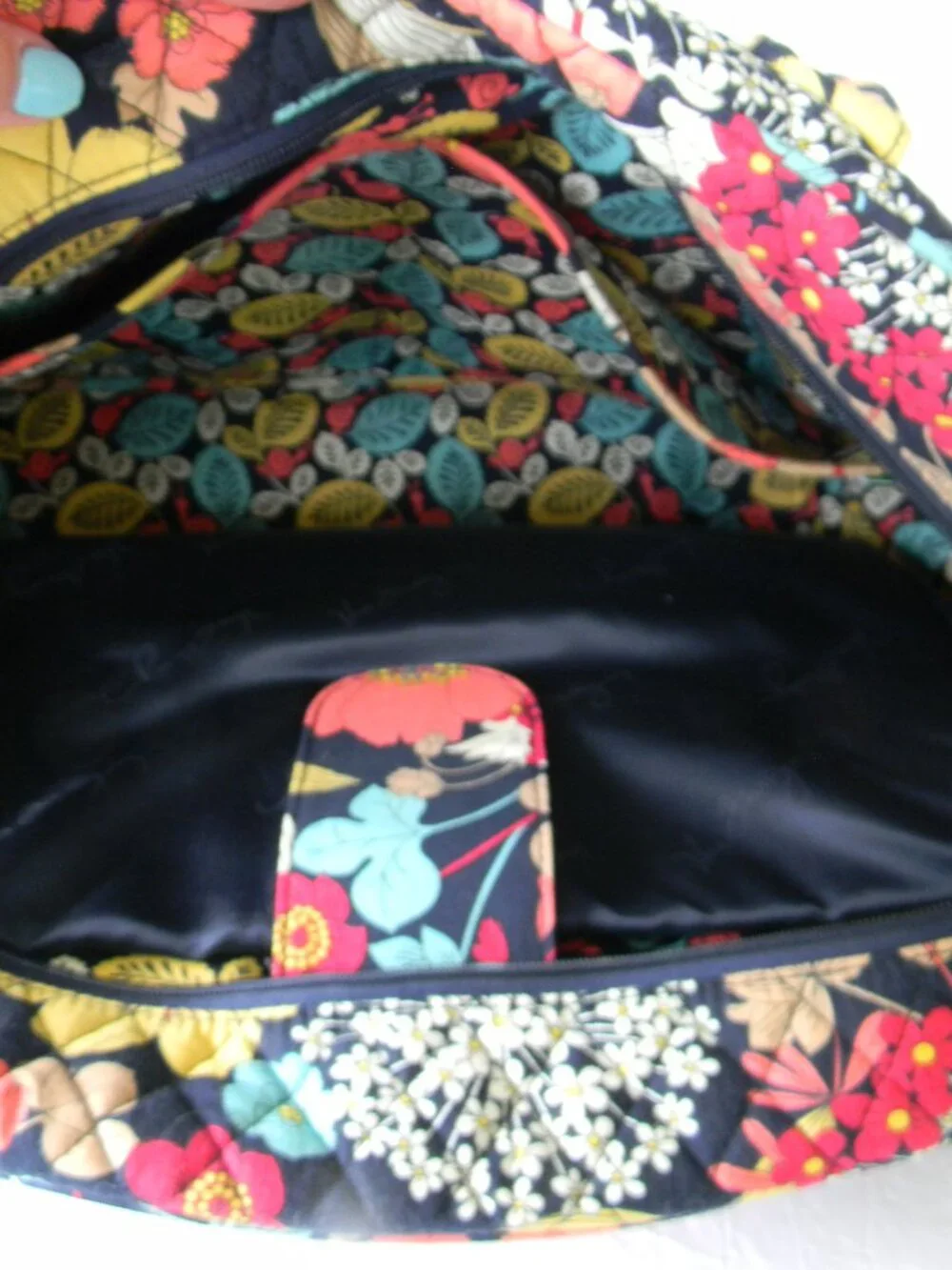 VERA BRADLEY HAPPY SNAILS FLORAL LAPTOP OFFICE TRAVEL PADDED INSIDE BAG 14